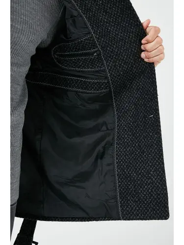 Slim Fit cho'ntakli paxtalik kaşmir erkaklar paltosi 5841015-Antrasit - 6