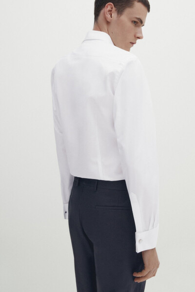 Slim Fit Duble Manşetli Fitilli Gömlek - 3