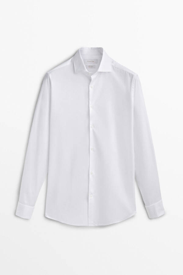 Slim Fit Duble Manşetli Fitilli Gömlek - 4