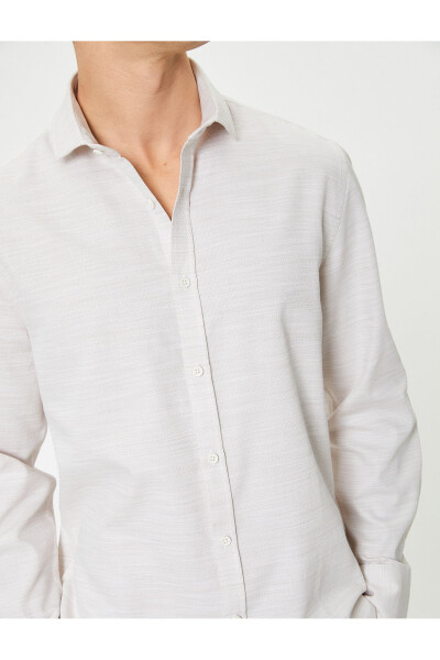 Slim Fit Classic Collar Long Sleeve Button-Down Cotton Shirt - 29