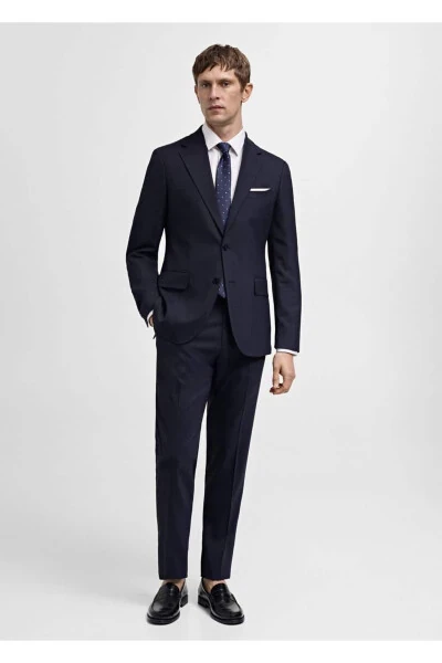 Slim Fit Cold Wool Herringbone Blazer Jacket - MANGO MAN (1)