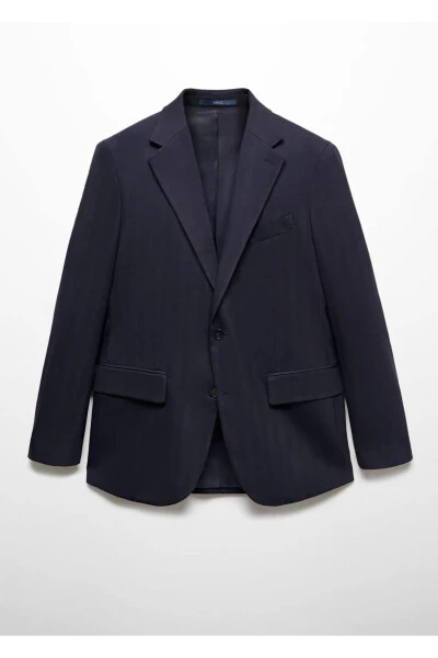 Slim Fit Cold Wool Herringbone Blazer Jacket - 3
