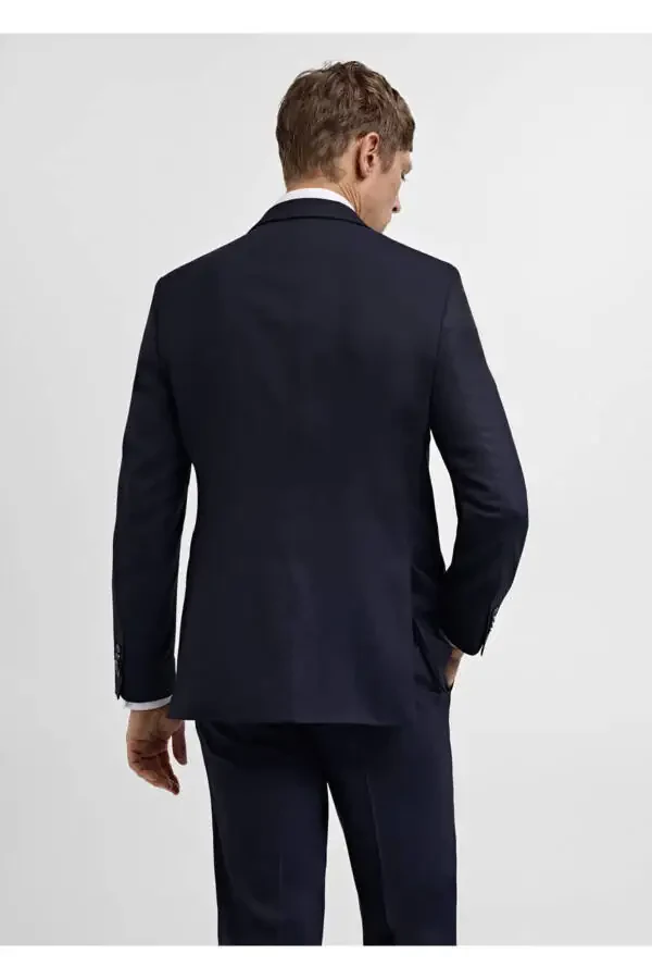 Slim Fit Cold Wool Herringbone Blazer Jacket - 4
