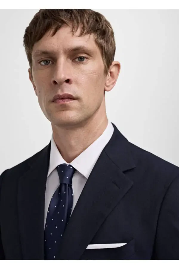 Slim Fit Cold Wool Herringbone Blazer Jacket - 6