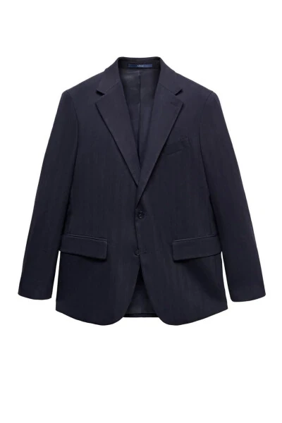 Slim Fit Cold Wool Herringbone Blazer Jacket - 8
