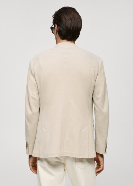 Slim fit, cotton, beige blazer jacket. - 3