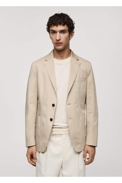 Slim-Fit Cotton Blazer Jacket - MANGO MAN