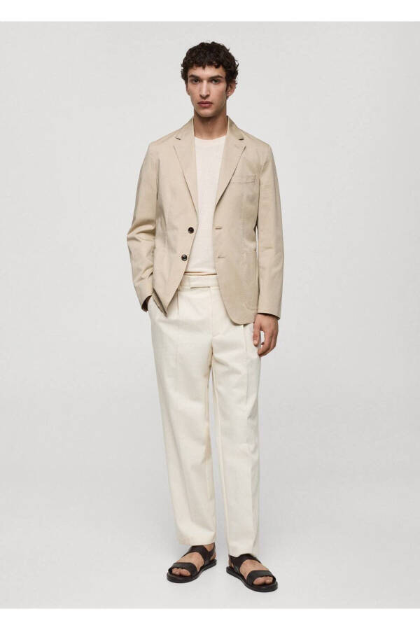 Slim-Fit Cotton Blazer Jacket - 2