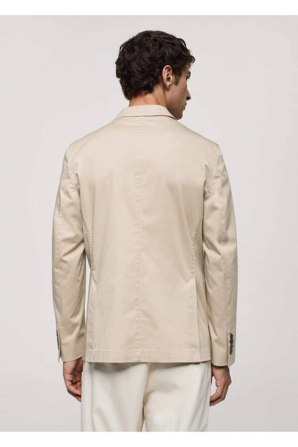 Slim-Fit Cotton Blazer Jacket - 4