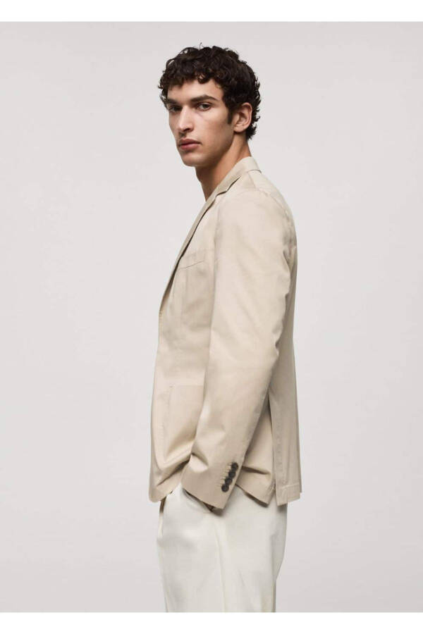 Slim-Fit Cotton Blazer Jacket - 6