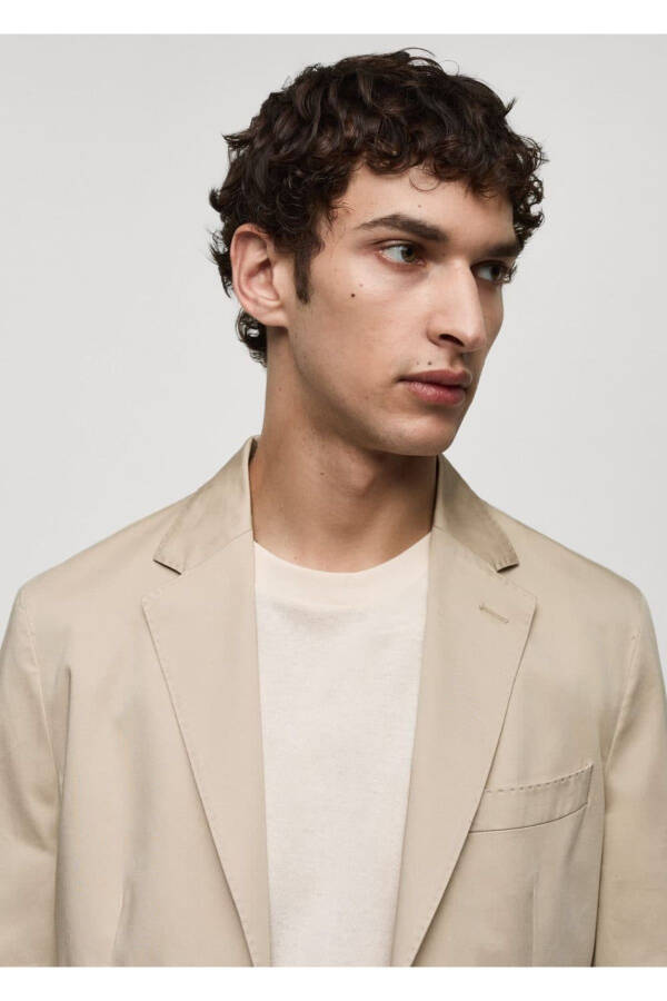 Slim-Fit Cotton Blazer Jacket - 7