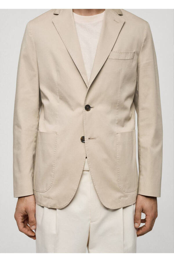 Slim-Fit Cotton Blazer Jacket - 8