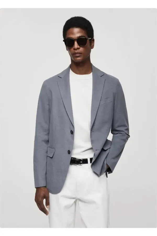 Slim-fit Cotton Blazer Jacket - 1