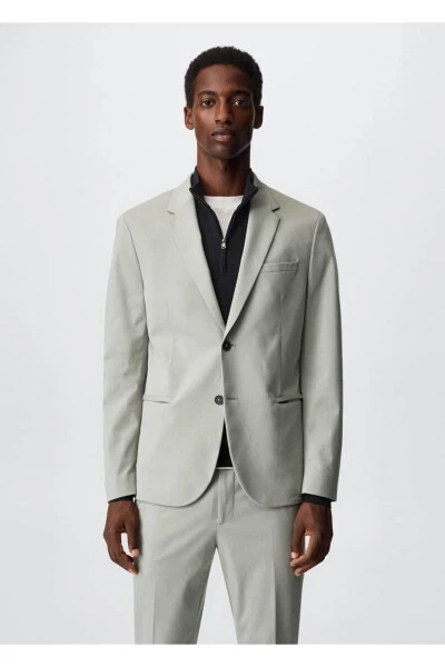 Slim Fit Cotton Blazer Jacket - MANGO MAN