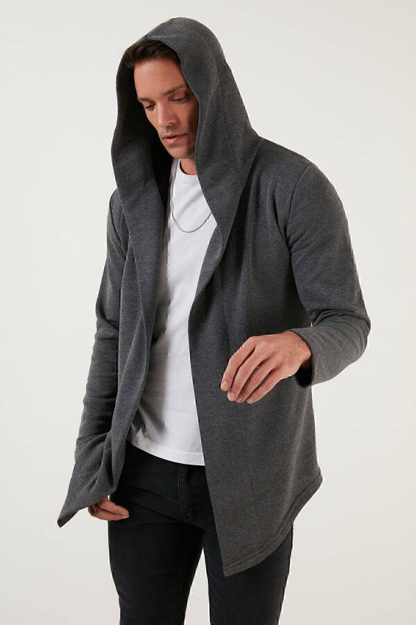 Slim Fit Cotton Hooded Knit Sweater Men's Hoodie 5896587 - 32