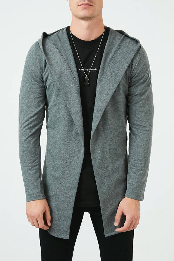 Slim Fit Cotton Hooded Knit Sweater Men's Hoodie 5896587 - 7