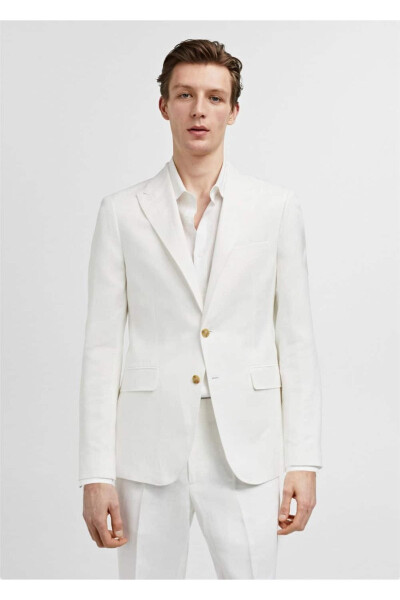 Slim Fit Cotton Linen Blazer Jacket - MANGO MAN
