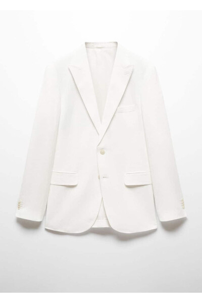 Slim Fit Cotton Linen Blazer Jacket - 3