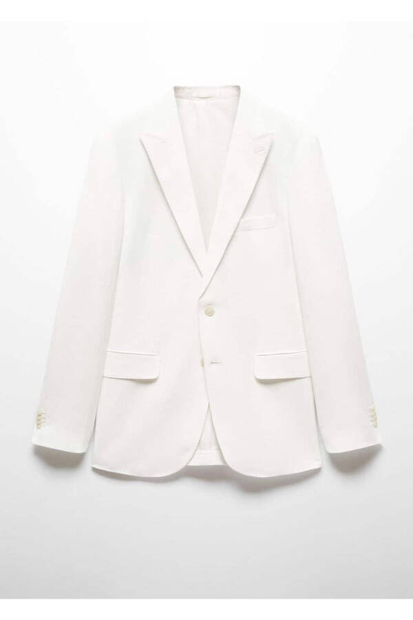Slim Fit Cotton Linen Blazer Jacket - 3