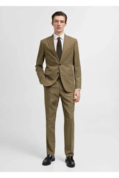 Slim Fit Cotton Linen Blend Blazer Jacket - 2