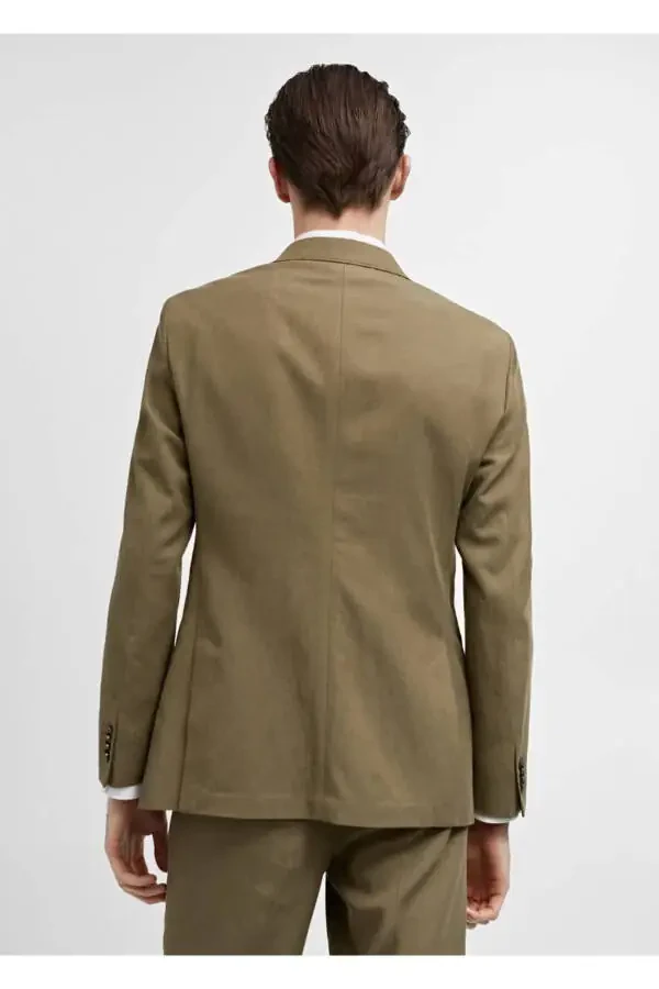 Slim Fit Cotton Linen Blend Blazer Jacket - 4