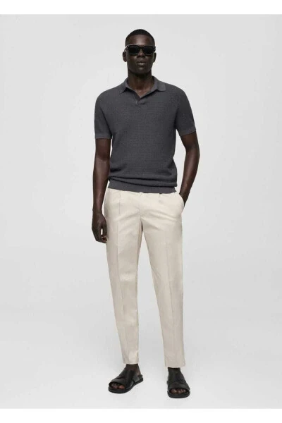 Slim-fit cotton pants with belt - MANGO MAN (1)