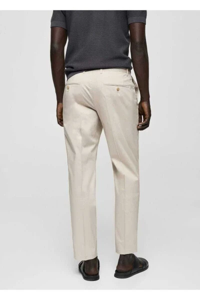 Slim-fit cotton pants with belt - 4