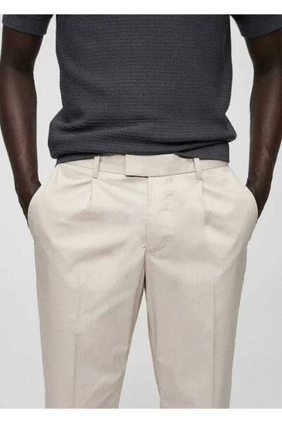 Slim-fit cotton pants with belt - 5