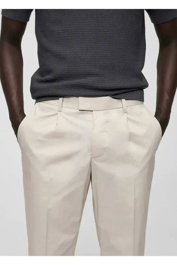 Slim-fit cotton pants with belt - 5
