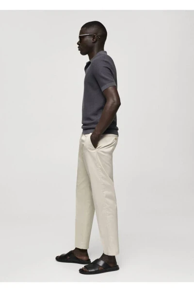 Slim-fit cotton pants with belt - 8