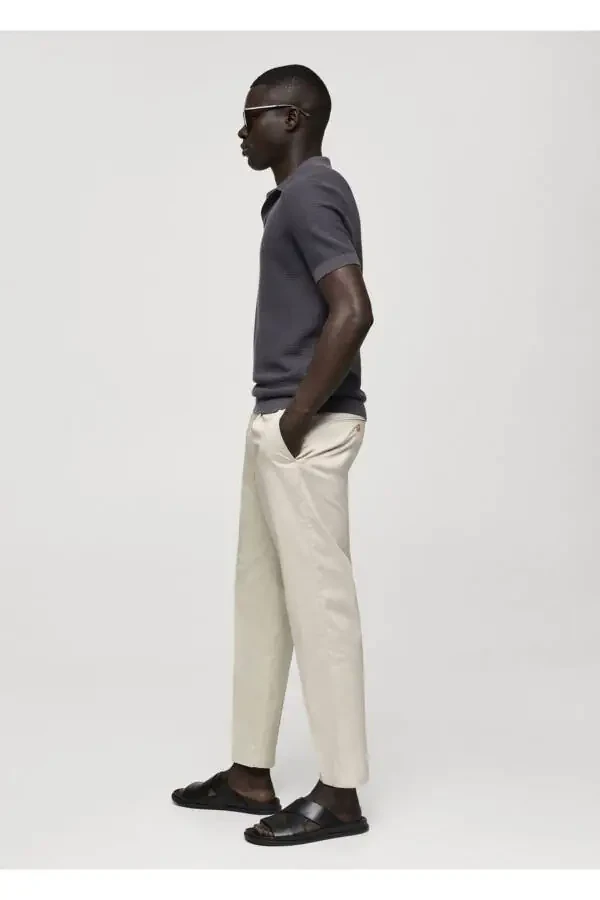 Slim-fit cotton pants with belt - 8