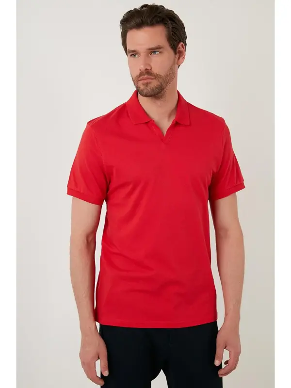 Slim Fit Cotton Polo Shirt 5902141-Red - 3