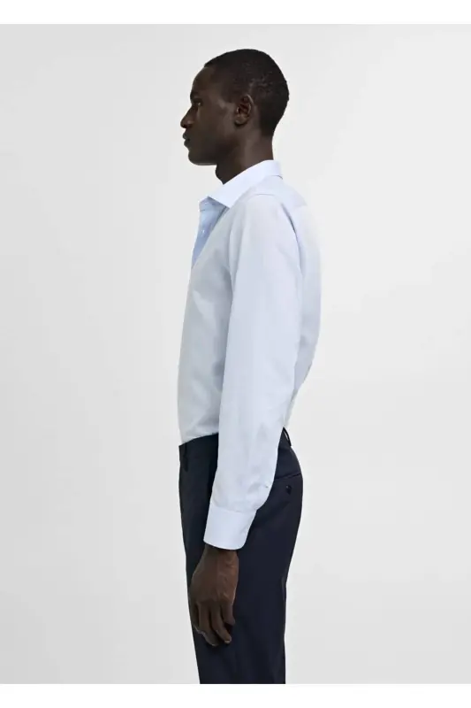 Slim Fit Cotton Poplin Shirt - Sky Blue - 7