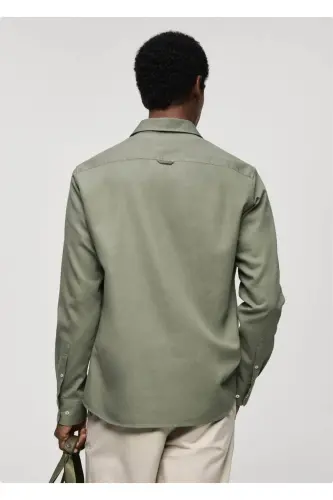 Slim fit cotton shirt-Khaki Color - 7