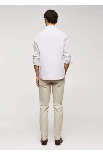 Slim Fit Cotton Shirt-White - 4