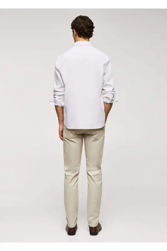 Slim Fit Cotton Shirt-White - 4