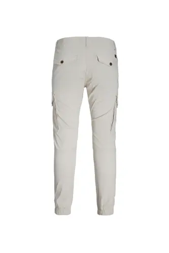 Slim fit cream men's cargo pants - 5