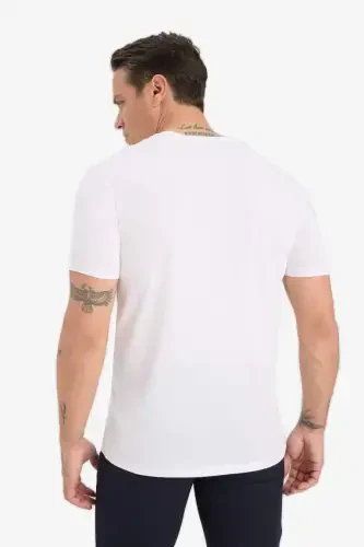 Slim Fit Crew Neck Premium Quality Basic Short Sleeve Cotton T-Shirt White - 5