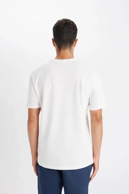 Slim Fit Crew Neck Premium Quality Basic Short Sleeve Cotton T-Shirt White - 4