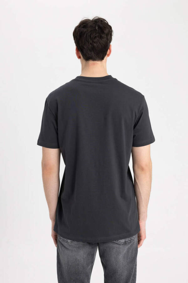 Slim Fit Crew Neck Printed Short Sleeve T-Shirt Anthracite - 6