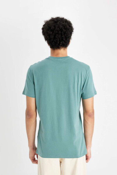 Slim Fit Crew Neck Printed Short Sleeve T-Shirt Green - 5