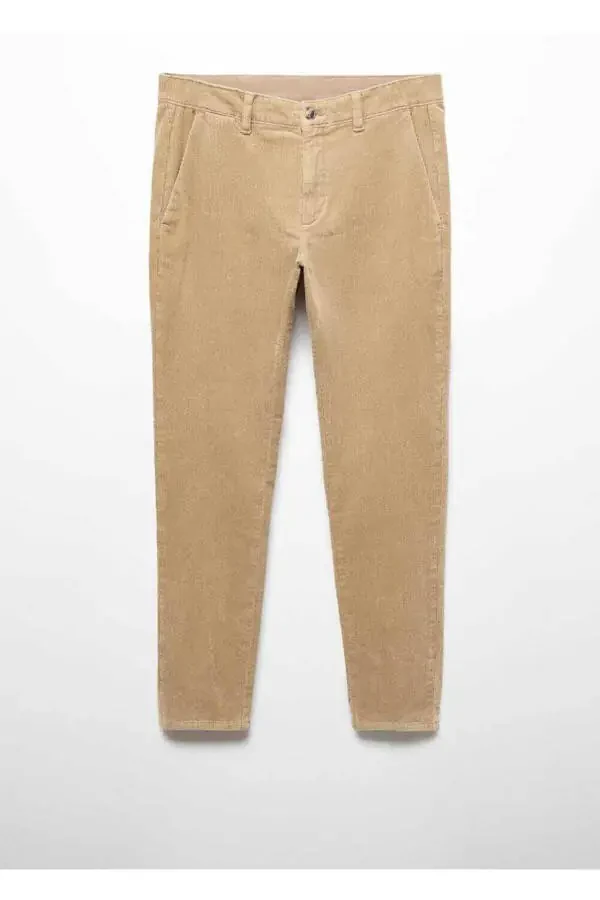 Slim Fit Cropped Velvet Pants with Fringing - 3