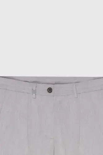 Slim Fit Dar Kesim Beli Bağlamalı Yan Cep Esnek Casual Gri Pantolon - ALTINYILDIZ CLASSICS (1)