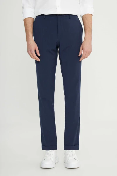 Slim Fit Dar Kesim Beli Lastikli Yan Cep Esnek Casual Lacivert Pantolon - ALTINYILDIZ CLASSICS (1)