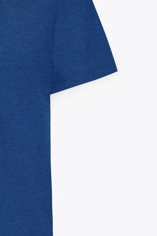 Slim Fit Dar Kesim Bisiklet Yaka Pamuklu Tişört-İNDİGO - 8