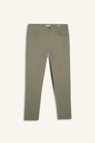Slim Fit Dar Kesim Dar Paça Cepli Pantolon-Açık Haki - 8