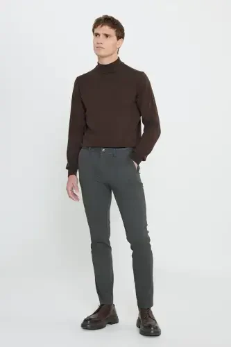 Slim Fit Dar Kesim Pamuklu Esnek Armürlü Yan Cep Yeşil Pantolon-Yeşil - ALTINYILDIZ CLASSICS (1)