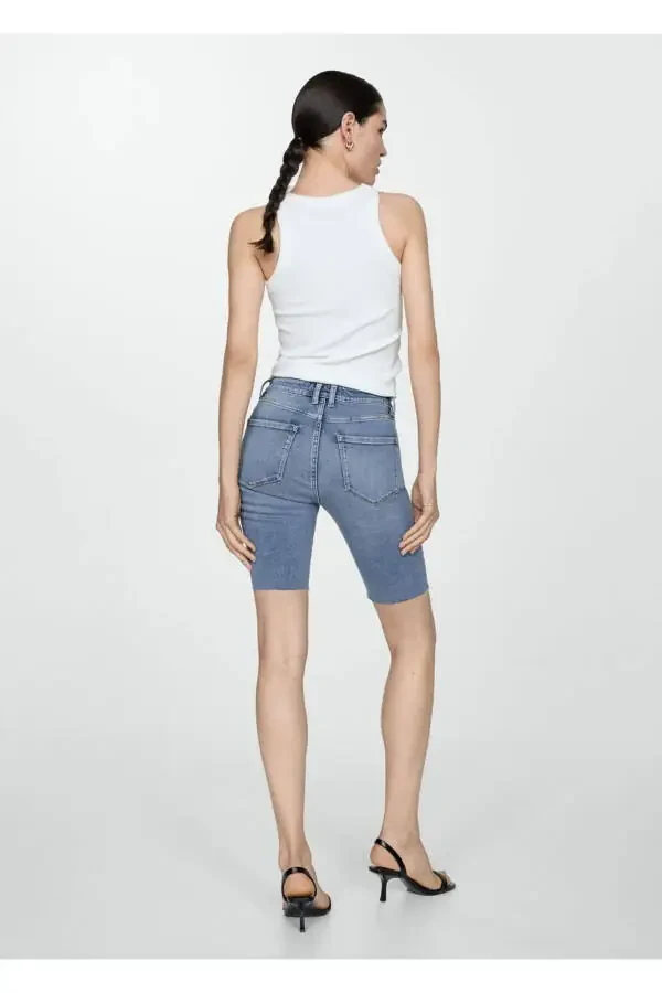 Slim fit denim bermuda shorts - 4