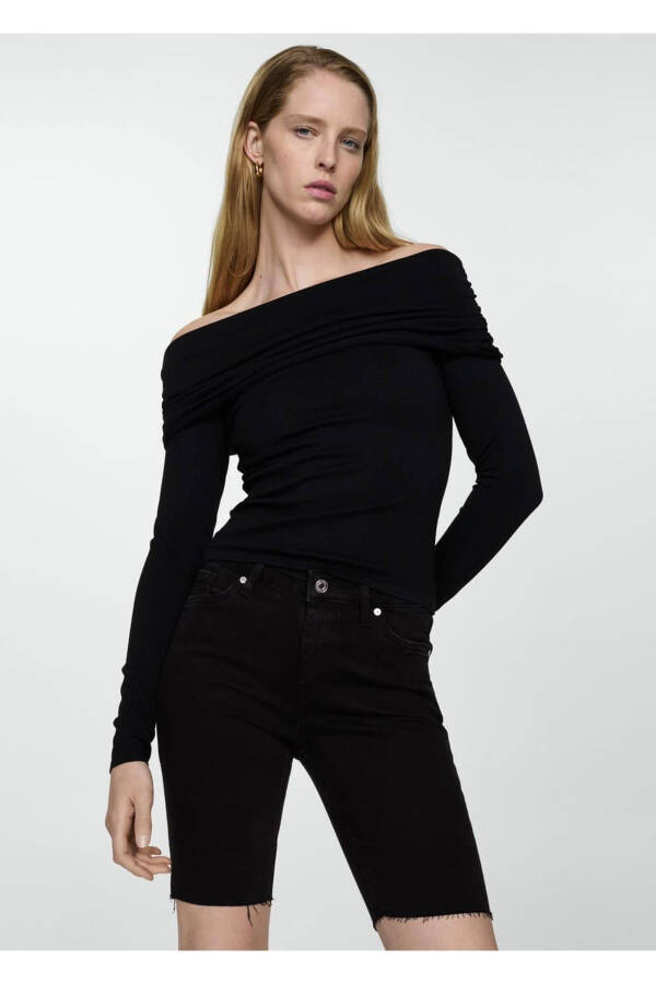 Slim fit denim bermuda shorts - 5