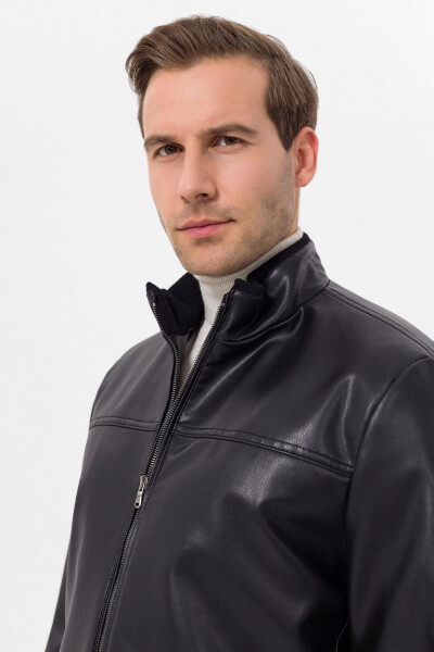 Slim Fit Faux Leather Jacket - 4